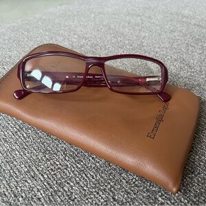 Zegna Wine Red Rectangular Eyeglass Frames